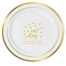 Confetti Hearts Our Day Premium Banded Plastic Plates