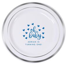 Confetti Hearts Oh Baby Premium Banded Plastic Plates