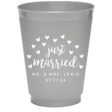Confetti Hearts Just Married Colored Shatterproof Cups