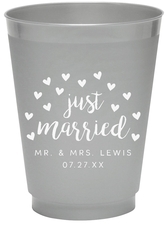 Confetti Hearts Just Married Colored Shatterproof Cups