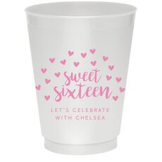 Confetti Hearts Sweet Sixteen Colored Shatterproof Cups