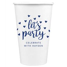 Confetti Hearts Let's Party Paper Coffee Cups
