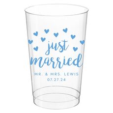 Confetti Hearts Just Married Clear Plastic Cups