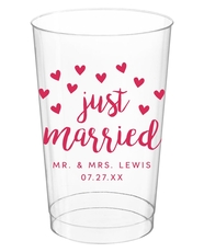 Confetti Hearts Just Married Clear Plastic Cups