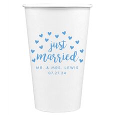 Confetti Hearts Just Married Paper Coffee Cups