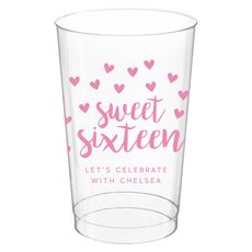 Confetti Hearts Sweet Sixteen Clear Plastic Cups