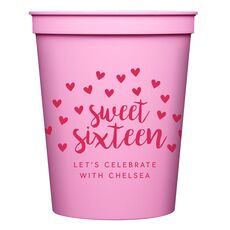 Confetti Hearts Sweet Sixteen Stadium Cups