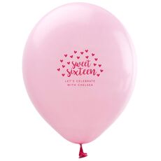 Confetti Hearts Sweet Sixteen Latex Balloons