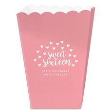 Confetti Hearts Sweet Sixteen Mini Popcorn Boxes