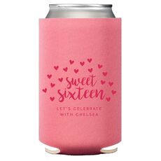 Confetti Hearts Sweet Sixteen Collapsible Koozies