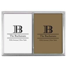 Striped Initial and Text Double Deck Playing Cards