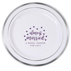 Confetti Hearts Almost Married Premium Banded Plastic Plates