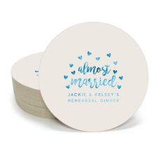 Confetti Hearts Almost Married Round Coasters