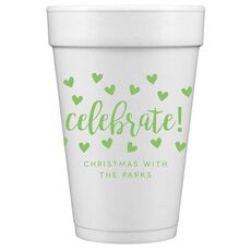 Confetti Hearts Celebrate Styrofoam Cups
