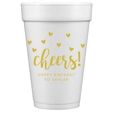 Confetti Hearts Cheers Styrofoam Cups