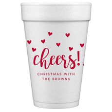 Confetti Hearts Cheers Styrofoam Cups