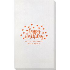 Confetti Hearts Happy Birthday Bamboo Luxe Guest Towels
