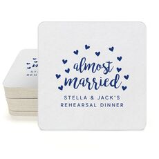 Confetti Hearts Almost Married Square Coasters