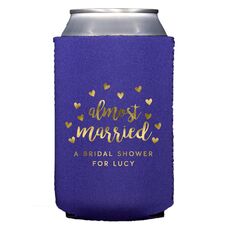 Confetti Hearts Almost Married Collapsible Koozies