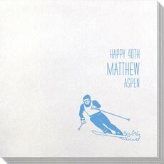 Skier  on the Slopes Bamboo Luxe Napkins