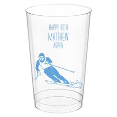 Skier  on the Slopes Clear Plastic Cups