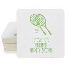Doubles Tennis Square Coasters