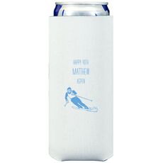 Skier  on the Slopes Collapsible Slim Koozies