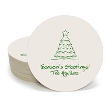 Decorative Christmas Tree Round Coasters