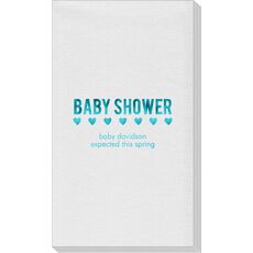Baby Shower with Hearts Linen Like Guest Towels