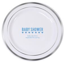 Baby Shower with Hearts Premium Banded Plastic Plates