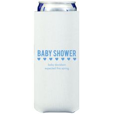 Baby Shower with Hearts Collapsible Slim Koozies