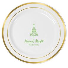 Starred Christmas Tree Premium Banded Plastic Plates