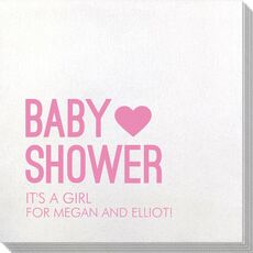 Baby Shower with Heart Bamboo Luxe Napkins