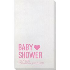 Baby Shower with Heart Bamboo Luxe Guest Towels