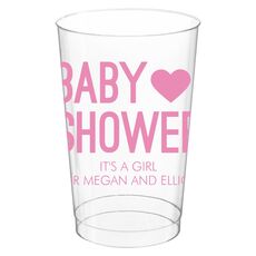 Baby Shower with Heart Clear Plastic Cups