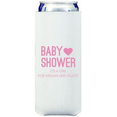 Baby Shower with Heart Collapsible Slim Koozies