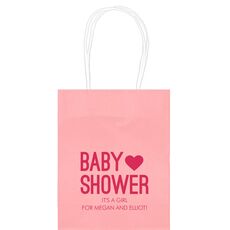 Baby Shower with Heart Mini Twisted Handled Bags