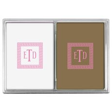 Greek Key Border with Monogram Double Deck Playing Cards