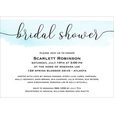 Watercolor Swash Bridal Shower Invitations