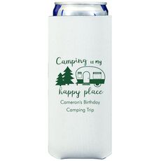 Camping Is My Happy Place Collapsible Slim Koozies