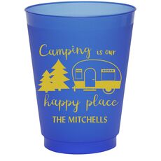Camping Is Our Happy Place Colored Shatterproof Cups