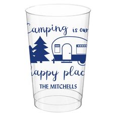 Camping Is Our Happy Place Clear Plastic Cups