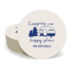 Camping Is Our Happy Place Round Coasters