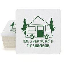 Home Is Where You Park It Square Coasters