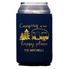 Camping Is Our Happy Place Collapsible Koozies