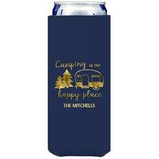 Camping Is Our Happy Place Collapsible Slim Koozies