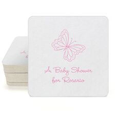 Sweet Butterfly Square Coasters