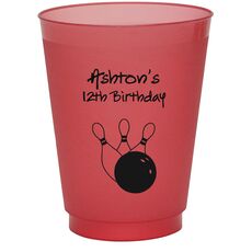 Bowling Ball & Pins Colored Shatterproof Cups