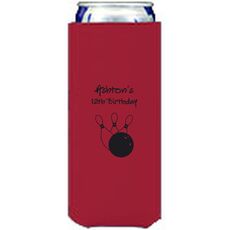 Bowling Ball & Pins Collapsible Slim Koozies
