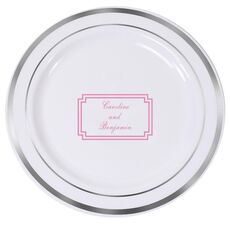 Your Text in Double Frame Premium Banded Plastic Plates